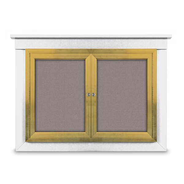 48"x36" 2-Door Enclosed Letterboard, Blue Vinyl/Lt Oak